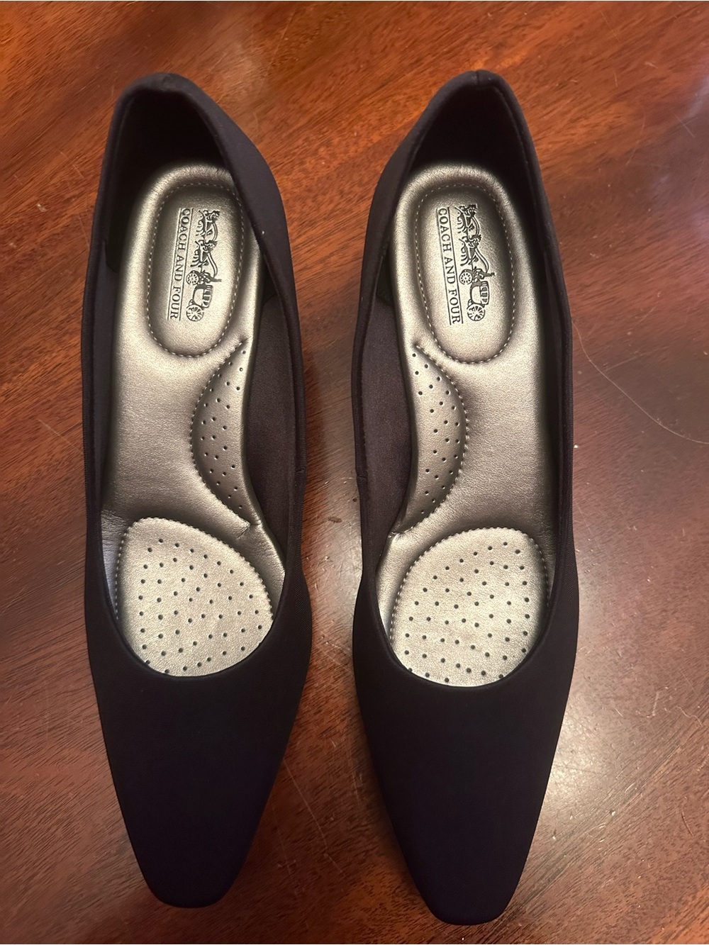 NEW COACH AND FOUR black fabric 2’ heel pumps